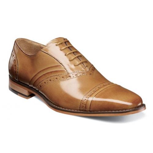 Stacy Adams "Talford'' Tan Genuine Leather Cap-Toe Oxford Shoes 25293-001.